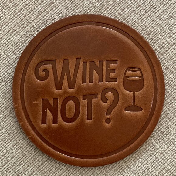 Leather Coasters - 5 Coasters with 3 Different Messages - Wine - New with Tags - Picture 2 of 7